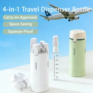 4-in-1 Travel Refillable Bottles, Leak-Proof Silicone Squeeze Bottles, Reusable with Lock Design, Portable Toiletry & Cosmetic Containers for Business Trips and Travel size