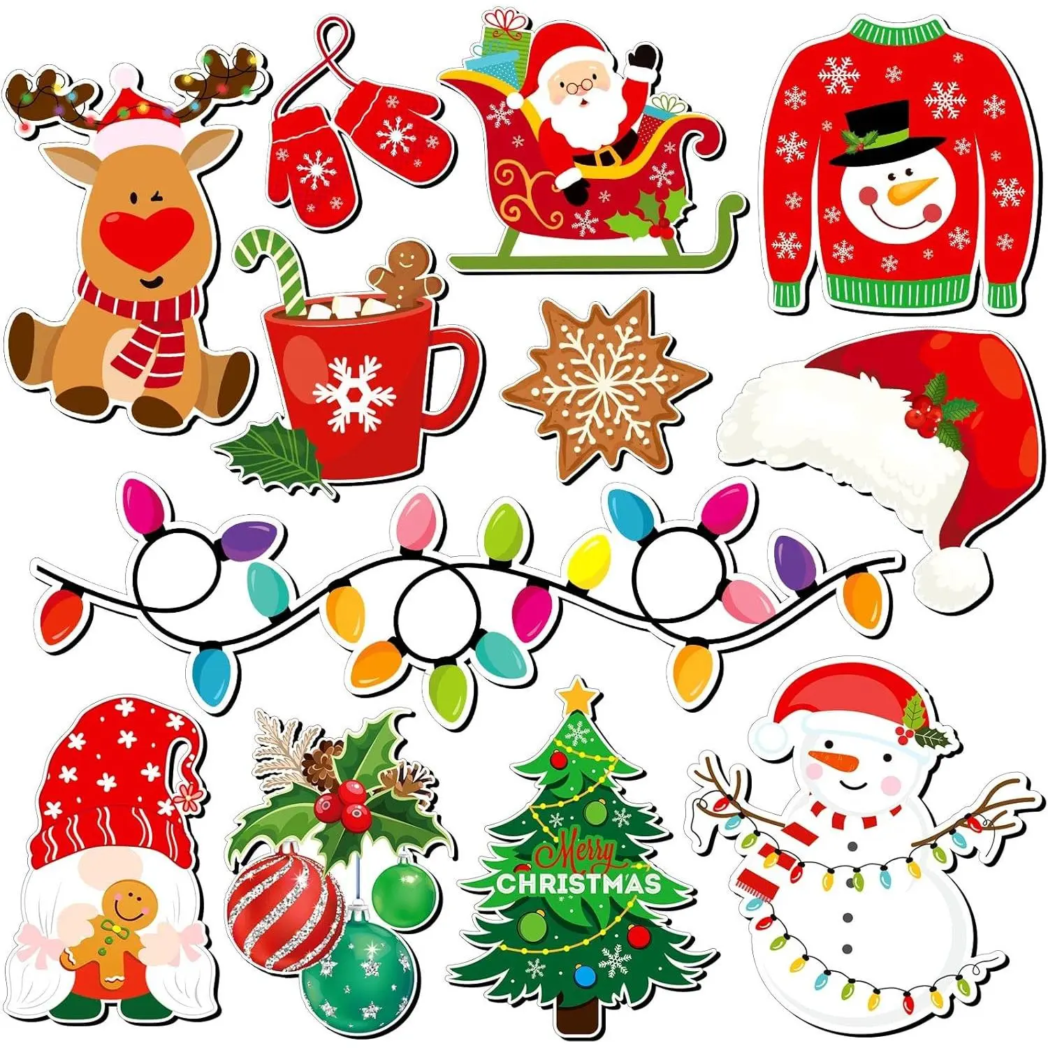 12-Piece Christmas Refrigerator Magnets with Gnome, Tree, Snowflake Designs - Fridge Accessories for Locker, Home Winter Holiday Decor (Snowflake Style)