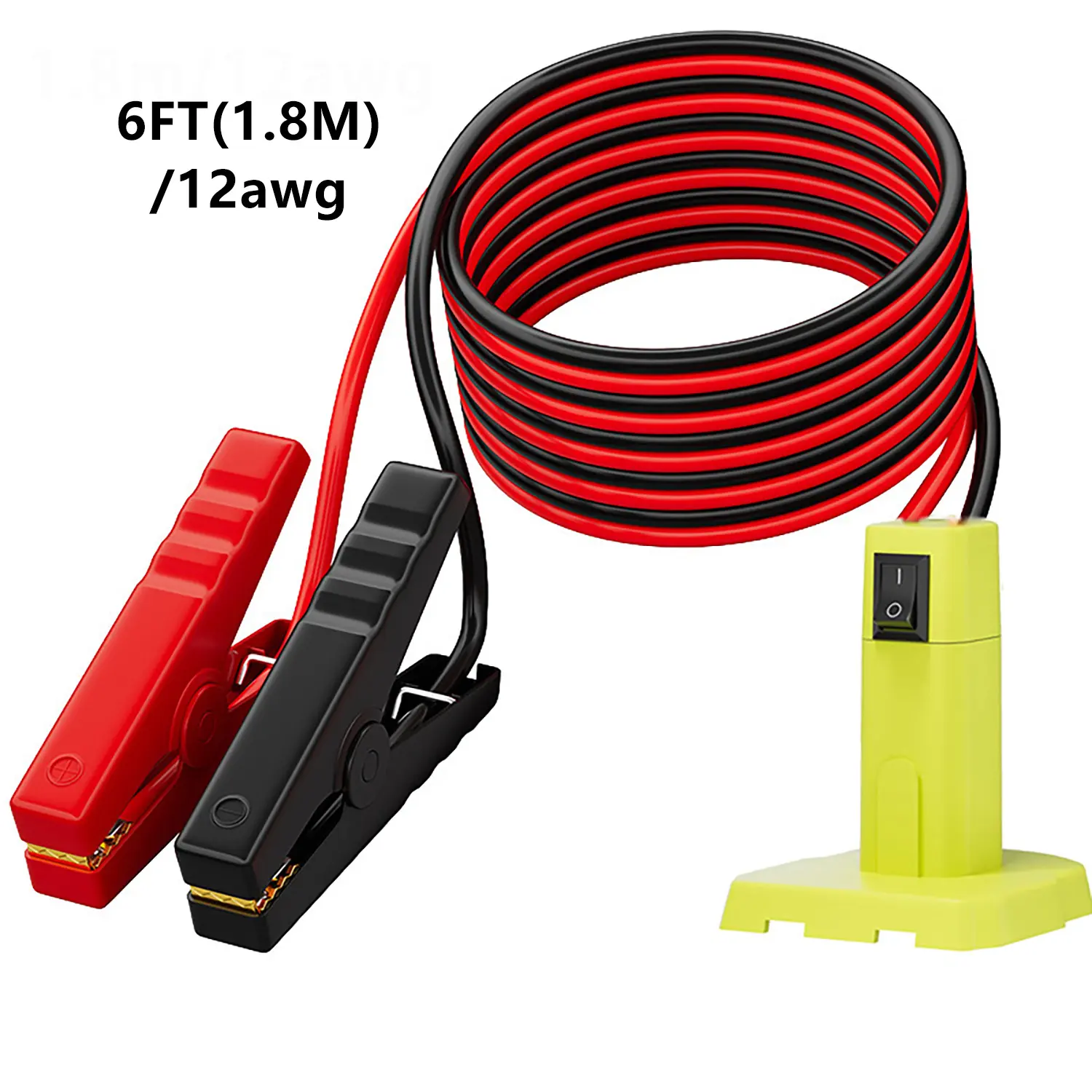 6FT 12AWG Jumper Cables Adapter Compatible Battery Adapter with Switch for Ryobi 18V Battery Adapter Portable Battery Jump Starter