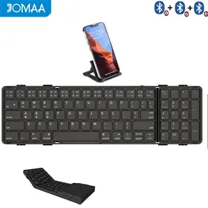 JOMAA Portable Tri-Fold Bluetooth Keyboard with Touchpad/Numeric Pad Full Size Keyboard Wireless Folding Travel Keyboard Multi-Device Rechargeable for iPad iPhone, Android, Windows, Mac