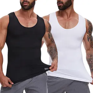1/2/3/4 Pack Menswear Body Shaper Compression Tummy Control Vest Comfy Shapewear Stretchy Lightweight Workout Tank Top Fabric Breathable Undershirt Elastic Soft Polyester Clothes Suit