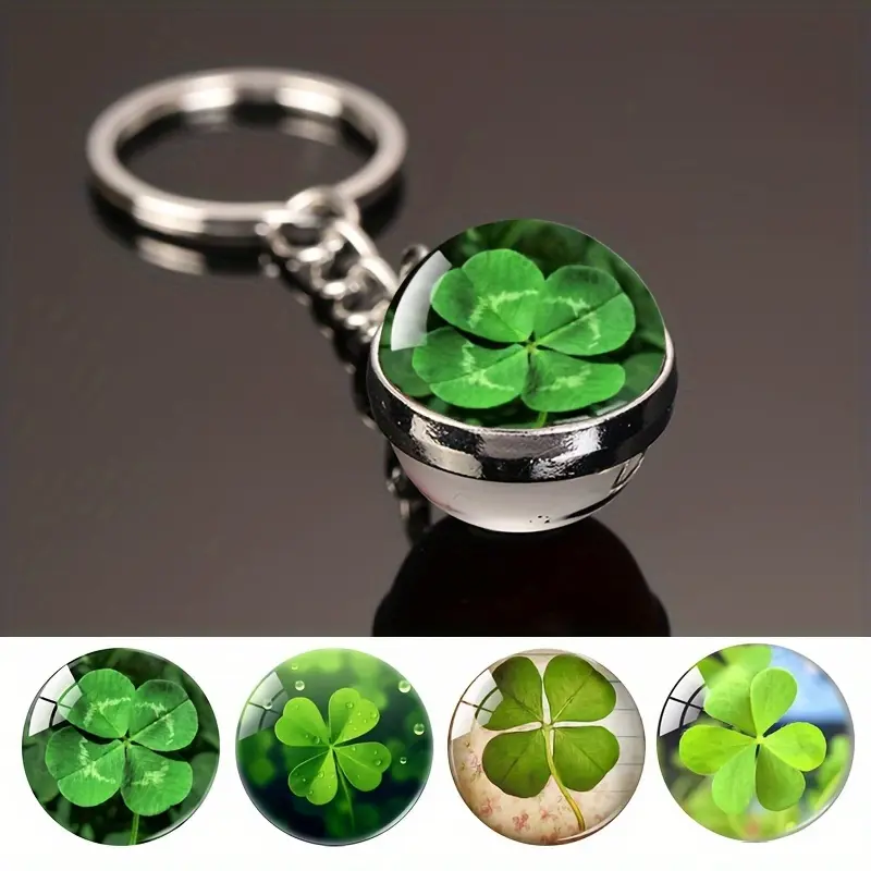 1pc Clover Keychain/Lucky Four-Leaf Clover Pendant Keyring/Irish St. Patrick's Day Gift/Easter Gift Bag Charm/Birthday, Party, Holiday, Mother's Day Gift