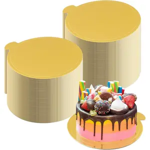 100 Pcs 4 Inch Round Golden Mini Disposable Coated Cake Boards Cardboard Tray for Kitchen Baking Mousse Cake Pizza Dessert Cupcake