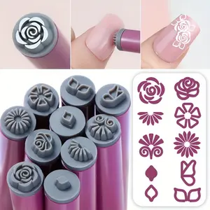 10pc Nail Stamping Pen Kit | Floral Pattern Stamps, Dotting Tools Included, Odor-Free Formula | Home Nail Art Design, Salon DIY, Manicure, Party Nails, Flower Nails | Nail Stamping Pen Kit (Kit de Stylo pour Tamponnage sur Ongles)
