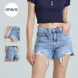 Riley ONESO Stretchy Jean Shorts High Rise Raw Hem Ripped Tummy Control G22 Drifter Rolled Hem Denim Shorts Mid Rise Rolling Up Summer