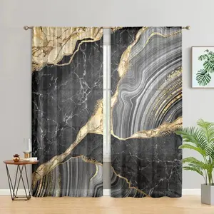 Marble Pattern Curtain, 2 Counts Modern and Stylish Design Curtain, Home Decor for Bedroom, Living Room, Kitchen, Study Room, Home Decoration Curtain