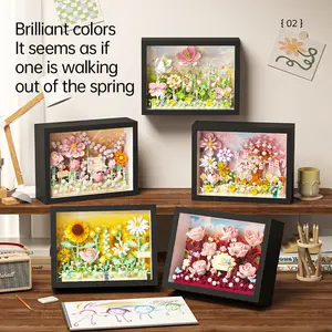 700+ Pcs DIY Floral Building Block Photo Frame Kit, Flower Bricks, Flower Building Blocks, Cute Room Decor Gift, Abs Material Creative Home Decoration Set for Valentine's Day & More