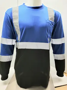 ROYAL BLUE WITH BLACK BOTTOM REFLECTIVE SAFETY SHIRT MADE WITH BIRDEYE MESH/ QUICK DRY POLYESTER FABRIC