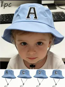 Adjustable Breathable Blue Bucket Hat for Kids 0-2 Years, Sun Protection Beach Hat, Outdoor Activities, Daily Wear, Birthday Gift