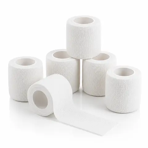 Unisex White Cotton Self-Stick Stretch Breathable Sports Tapes (6 Rolls) - Flexible Support for Workout, Pet Use, All-Season Athletic Wrap