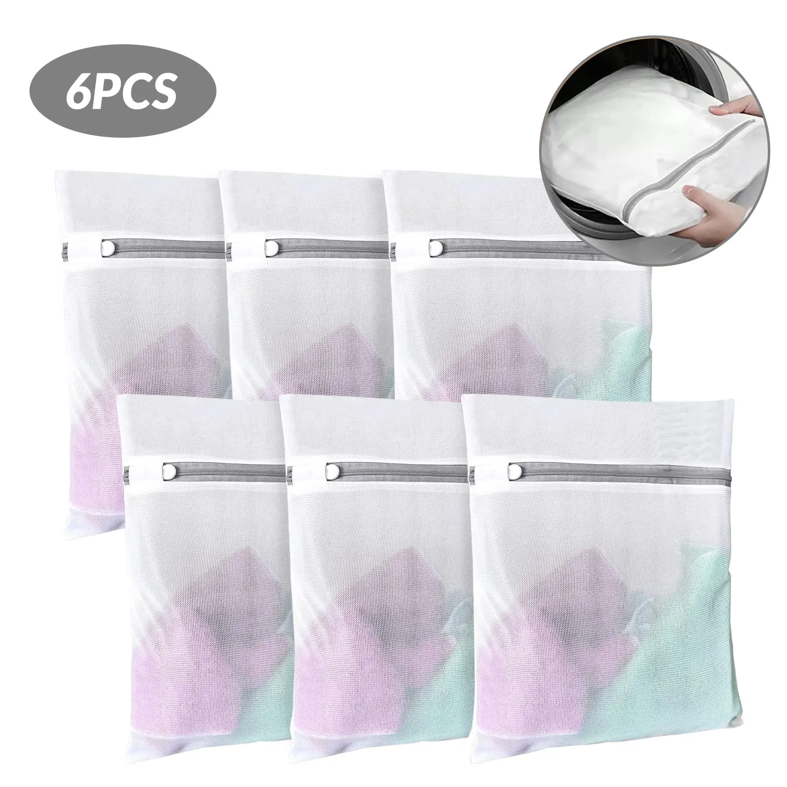 Durable Laundry Mesh Wash Bags - Braided, Anti-Snagging, Zippered Home Laundry Accessories with Adjustable Zippers for Delicates, Blouses, Underwear