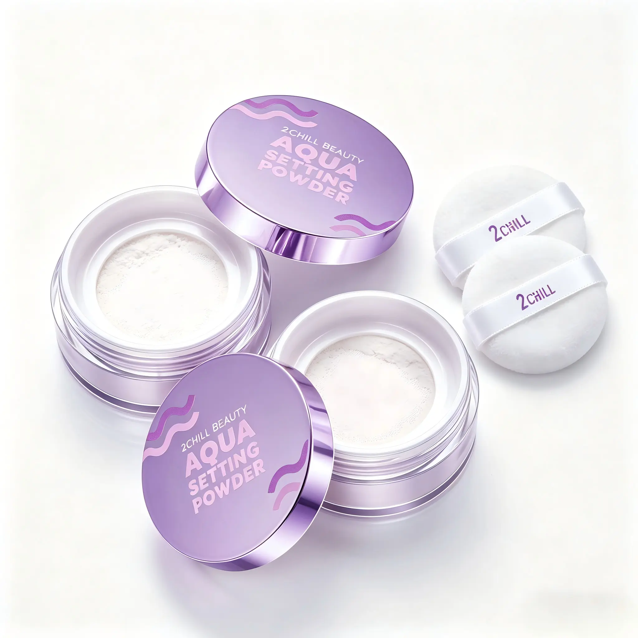 2 Boxes 2CHILL Aqua Finishing Setting Powder, Korean Skincare Makeup, Lightweight Matte Translucent Face Powder, Oil-Control Long-Lasting Hydrating Cosmetic, Finishing Powder