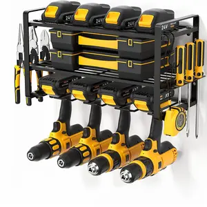 Power Tool Organizer Rack, 1 Set Wall Mounted Storage Rack, Garage Organizer with Screwdriver and Hammer Stand, Home Organizer for Garage, Cordless Tool Organizer