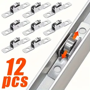 12-Piece Sliding Door Roller Set, Complete Durable Metal Replacement Parts for Kitchen & Bathroom Cabinets, Smooth Operation, Easy Installation