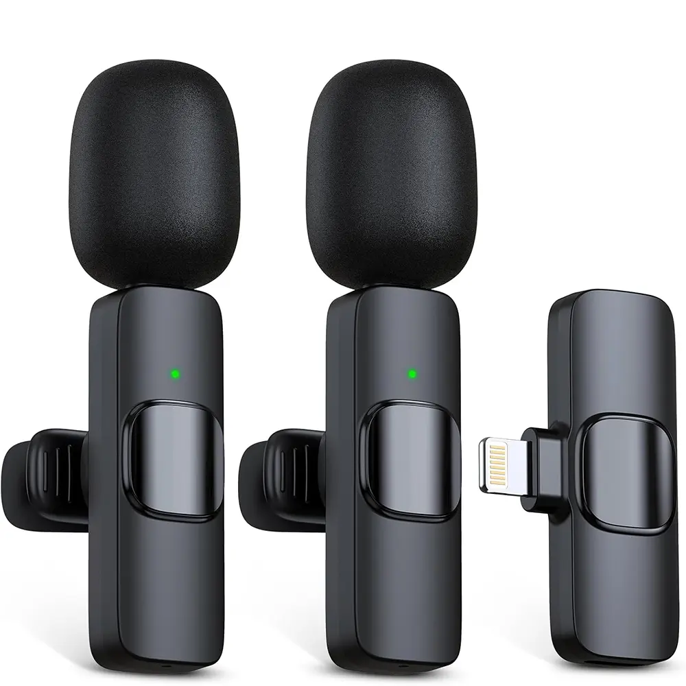 Wireless Mini Microphone for iPhone 7-14 iPad 2/1 Pack Plug-Play Lavalier Clip-on Mic for Recording Live Streaming Podcast Facebook YouTube Vlog 6H Battery 65ft Transmission