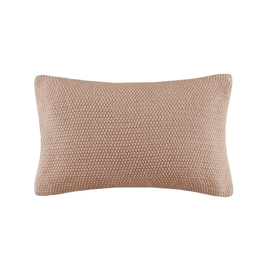360 Stand Couch Cushion Cover - Brown Bree Knit Oblong Pillow Cover, 12x20x0.25in Acrylic Shell, Knitted Texture, Cozy, Hidden Zipper, Casual Cottage Vibe (II21-1304), Cushion Covers