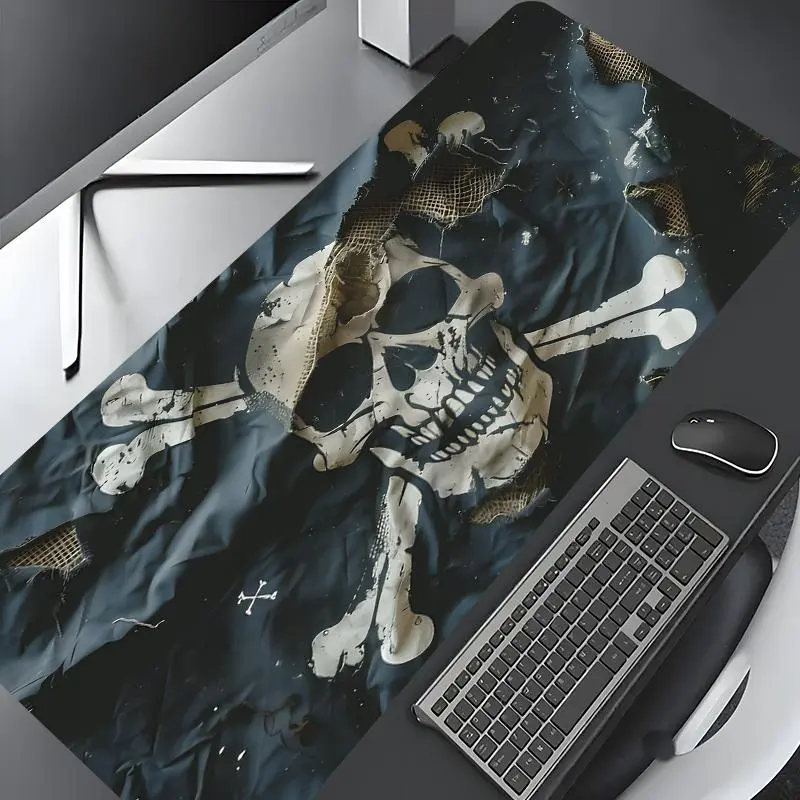 Pirate Skull & Crossbone Pattern Mouse Pad, Computer Mouse Pad, Rectangle Gaming Mouse Pad, Non-slip Mousepad, Desk Keyboard Mouse Mat for Home Office Game Room, Halloween