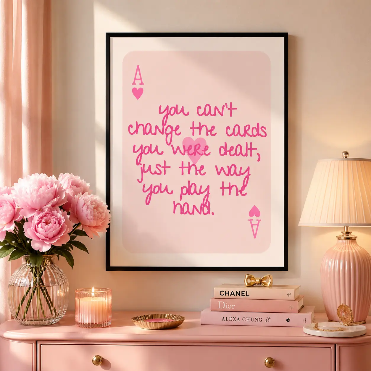 Ace Card Print Trendy Wall Art Prints Pink Wall Art Digital Prints Bar Cart Decor Wall Prints Retro Girly Bedroom Printable Art Cute PostersCanvas Poster Wall Decor, Room Decorations, Funky Home Decor,bedroom canvas poster
