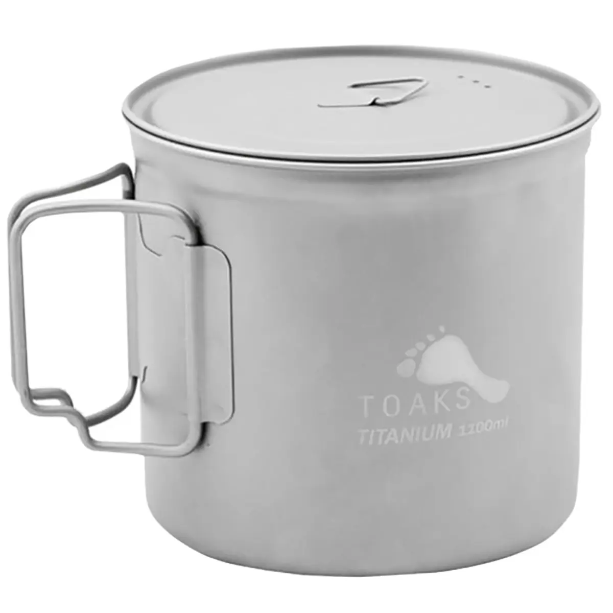 Toaks Ultralight Titanium Camping Cook Pot (1100ml) for Outdoor Cooking, with Foldable Handles, Lid with Lockable Grip & Mesh Sack, Rounded Bottom Edges, Portable Kitchen, Hiking/Camping, Rounded Base