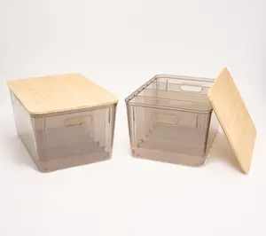 c e ll a Set of 2 Clear Baskets with Dividers c e ll a Set of 2 Clear Baskets with Dividers