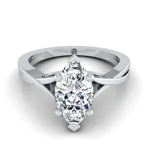 The Priscilla Solitaire Engagement Ring Setting for Marquise Diamonds in Platinum
