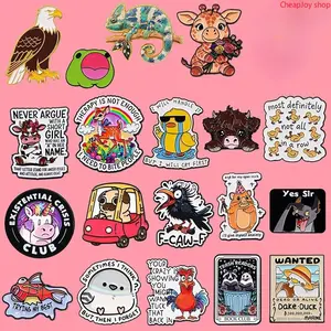 Cute Duck & Frog Enamel Pins, Funny Quote Cartoon Lapel Badges, Alloy Brooch Accessories, Whimsical Animal Design Pins, Stylish Decorations for Clothes, Backpacks, Hats & Daily Casual Outfits