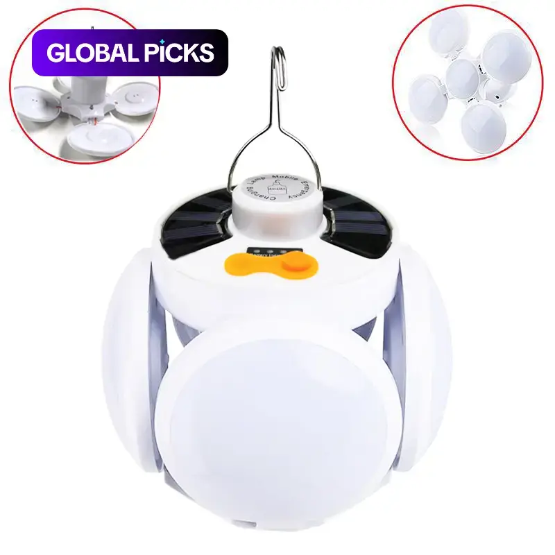 Portable Solar Camping Lantern, Camping Lights, Foldable LED Light with Hook, Rechargeable USB Lamp for Home, Office, Tent Use, Emergency Lanterns, Emergency & Power Outage Lighting #GLOBAL PICKS