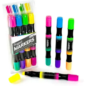 Poster Markers for , Neon Chisel Tip Markers, Dual-Tips, 8 Neon Colors, 4ct