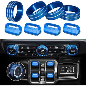 8Pcs Button Knob Cover for Jeep Wrangler JL JLU 2018-2025 2026 & Gladiator JT 2020-2025 2026 Accessories, JL Window Switch Button Cover Volume Radio Air Conditioner Headlight Switch Knob Cover (Red)