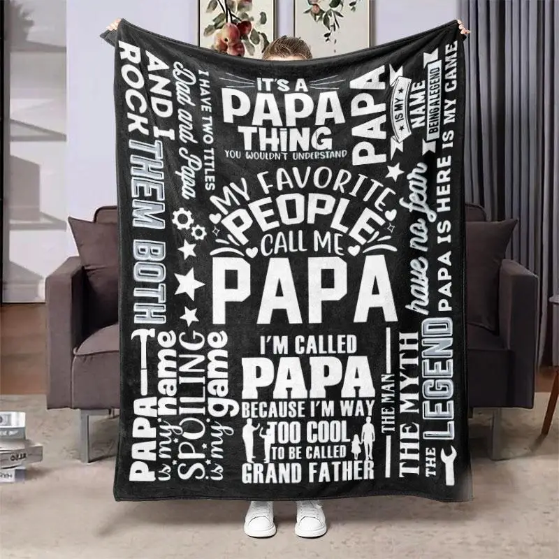 Letter Pattern Nap Blanket, 1 Count Soft Comfortable Warm Throw Blanket, Bedding Supplies for Home Office Travel, Gift Blanket for Grandpa, Home Decor