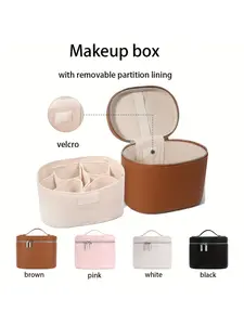 2025 Cross-Border Bestseller Multi-Compartment PU Makeup Bag Travel Toiletry Bag Portable Large Capacity Bucket Storage Makeup Bag Makeup Pouch Makeup Organizer Travel Beauty Bag