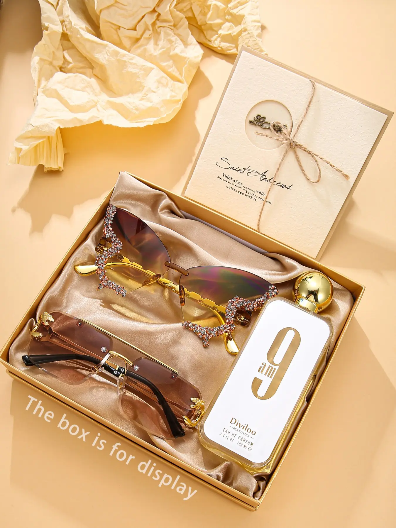 4pcs Trendy Eyeglasses Set, College Fashion Style, Includes Perfume Glasses and Blessing Cards, Gift Box Packaging, Themed Gift Box, Perfect Gift for Birthday, Valentine's Day, Christmas, Perfect Gift Bundle