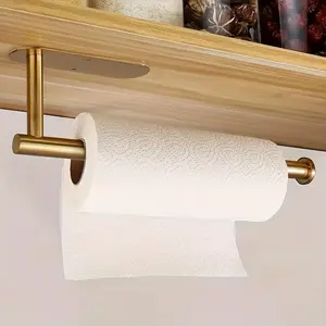 Self-Adhesive No Drill Wall-Mounted Paper Towel Holder Suitable for Kitchen & Bathroom - Heavy-Duty Iron Multi-Roll Organizer with Roll Storage, Space-Saving, Install for Small Spaces & for Homes with ﻿