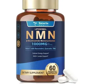 14-in-1 Liposomal NMN Supplement 1000mg, 99% Pure NMN Resveratrol Complex with TMG, Quercetin, CoQ10, ALA, PQQ, Support NAD+ Levels, Healthy Aging, Stabilized 60 Veggie Capsules, cGMP