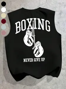 Men's Boxing Gloves Graphic Sleeveless Vest, Soft Skin-Friendly Fabric, Vintage American Style, Loose Fit, Casual Wear, Tank Tops Workout, Workout Tanks