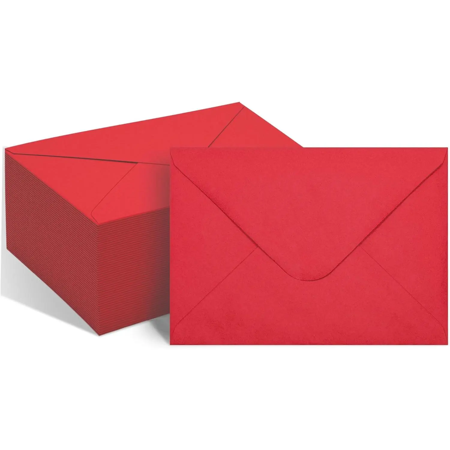 50 Packs of A7 Envelopes for Invitation, Red 5x7 Envelopes with V Flap,  for Graduation, Invitation,  Shower, Wedding and RSVP Cards (Red)