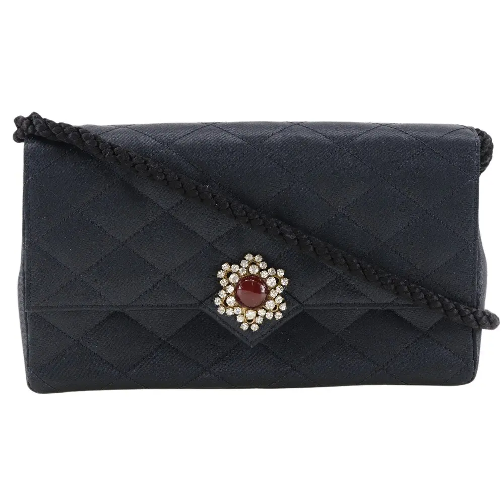 Pre-owned CHANEL Others Shoulder Bags Matelasse Satin Rhinestone Shoulder Bag