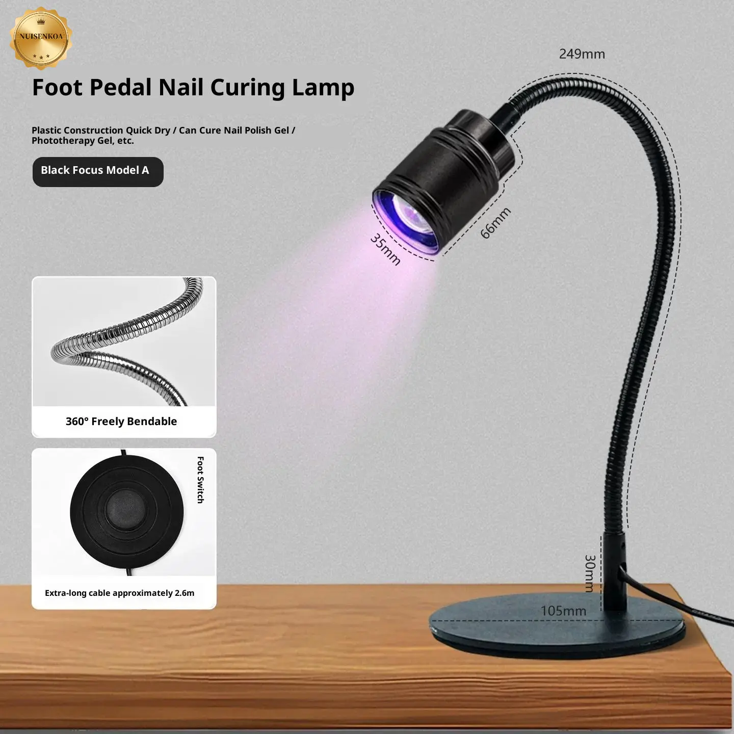 Nail Pedal Switch UV Phototherapy Baking Lamp High Brightness Spotlight for Fast Drying Nail Art Without Black Hands Texturizing mini uv light nail art supply Manicure Cutics nail drill diy nail art accessory trendy nail outdoorfun uv led nail lamp