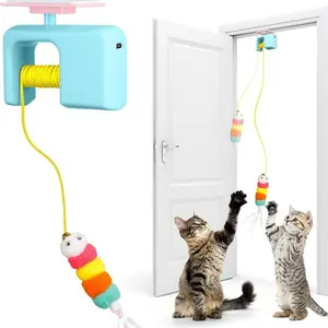 Automatic Electric Cat Toy Interactive Bungee Rope, USB Rechargeable Self-Play Slushy Ball, Indoor Door Frame Hanging, Relieve Loneliness