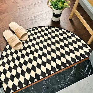 Vintage Bohemian Style Half Round Welcome Rug, Soft Plush Non-Slip Door Mat for Entryway Garden Porch Living Room Bedroom