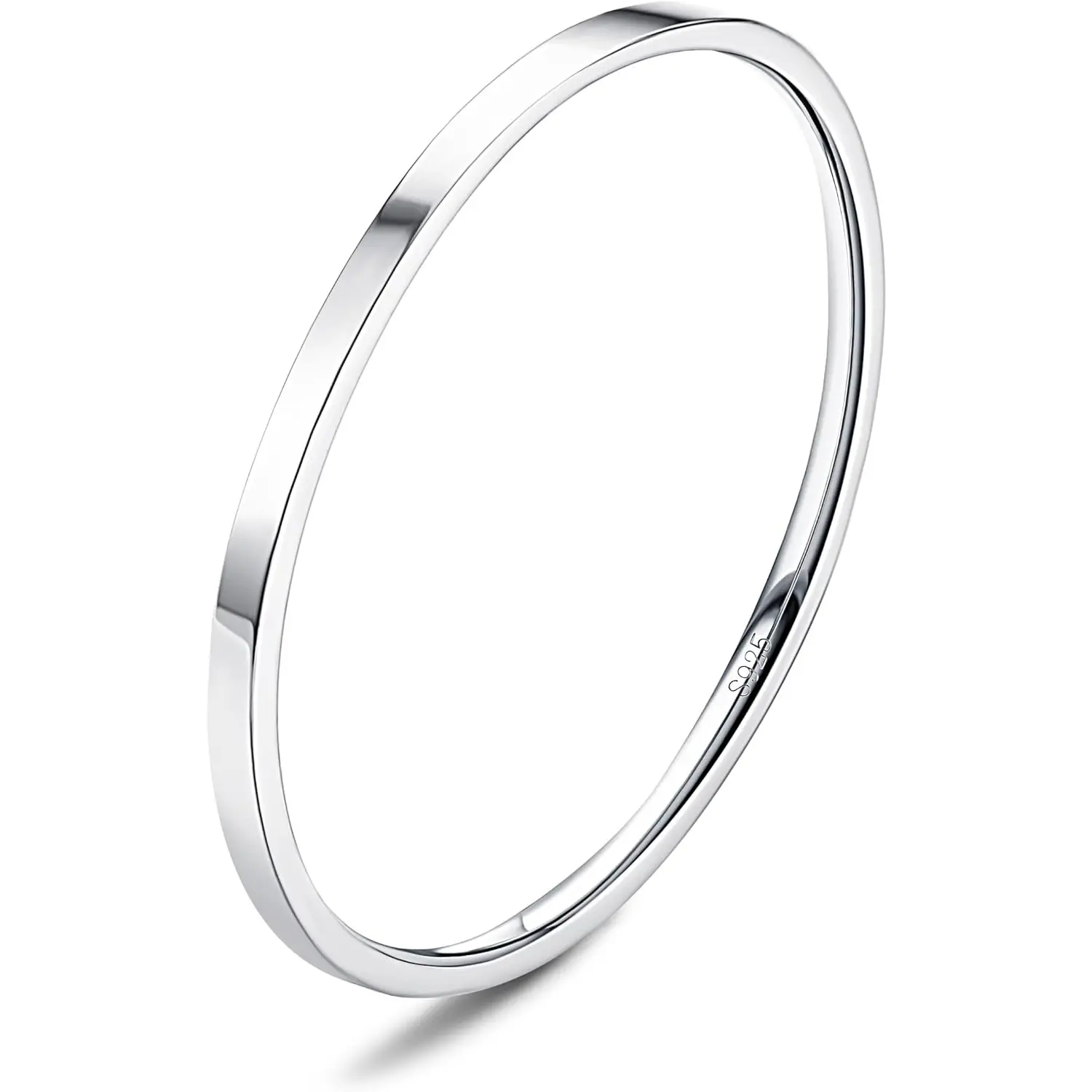 MILACOLATO S925 Sterling Silver Rings for Women Men 18K White Gold Plated Stackable Statement Thin Plain Thumb Ring High Polished Wedding Band Ring Comfort Fit Size 4 to 12, 1mm 2mm 3mm 4mm 6mm, Stackable Engagement Ring