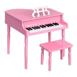 Costzon Classical Kids Piano, 30 Keys Wood Toy Grand Piano with Music Stand and Bench, Mini Musical Toy for Child, Ideal for Children's Room, Toy Room,Christmas Festival Gift Black Friday Cyber Monday