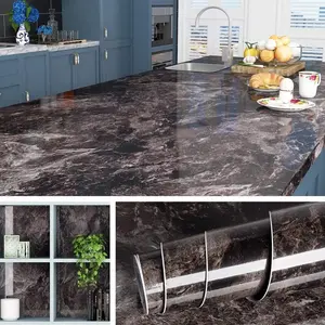 Removable Peel and Stick Wallpaper Black Marble Contact Paper Self Adhesive Vinyl Film for Furniture Countertop Vintage Wood Plank Texture Wall Covering