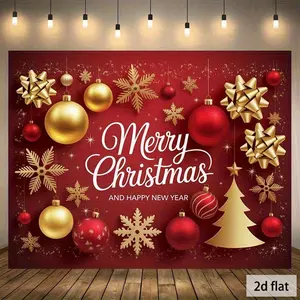 2D Flat Polyester Christmas Backdrop with Ornate Patterns for Home Decor Enchanting Party Touch Delightful Event Accent