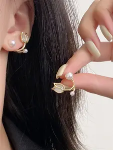 【Tulip Stud Earrings】1pair Pink Tulip Flower Stud Earrings, Elegant Earrings, Exquisite Earrings, Ear Studs, Woman Jewery, Girlfriend Gifts, Jewelry Gift, Birthday Gifts, Mother's Day Gifts, Ideal for Christmas and Halloween gifts