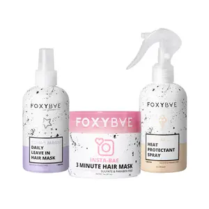 FoxyBae Hair Rescue Squad Protect & Revive Set | Repair Damage, Hydrate, Strengthen, Mask & Heat Protectant Trio for All Hair Types