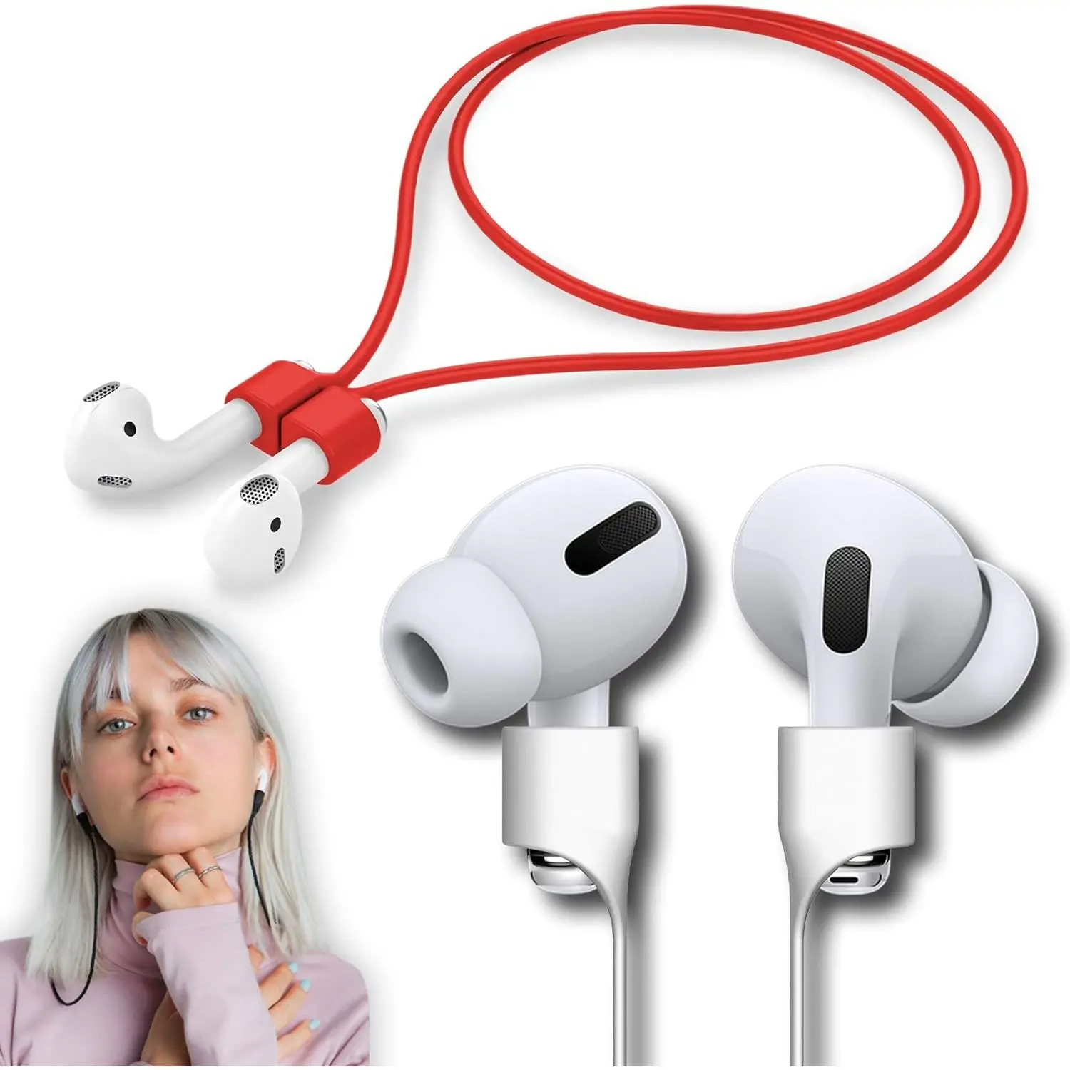 Ultra   Airpod Pro Strap Anti-Lost Cord  Lanyard Compatible with Airpods 3rd 2nd Generation Pro 3 2 1 (Red)