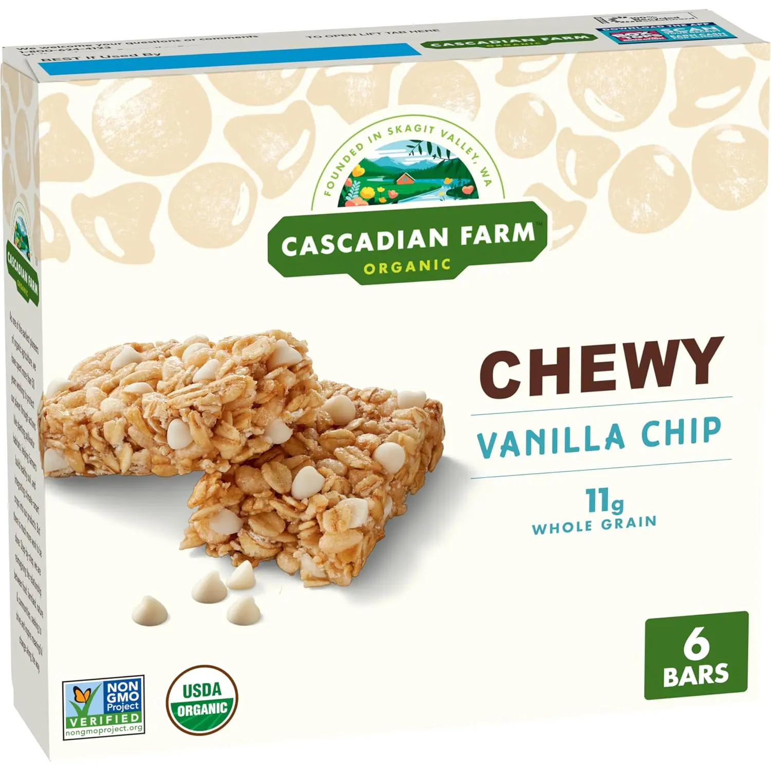 Organic Vanilla Chip Granola Bar, 6-Count, 7.4 oz
