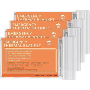 Mylar Thermal Blankets -Space Blanket  kit Camping Blanket (4-Pack).  for Outdoors, Hiking, ,  Out Bag ,Marathons or  1