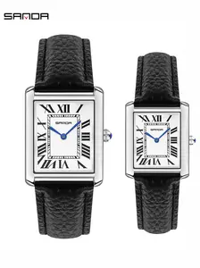 Vintage Classic Couple Watch, Elegant Square Dial, Square Solid Quartz Waterproof High Aesthetic Leather Strap Wristwatch for Men & Women
